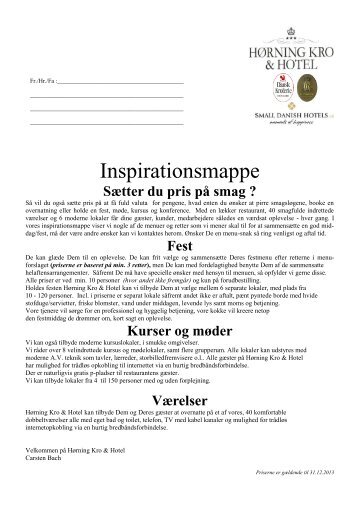 Inspirationsmappe til festmiddagen - Hørning Kro & Hotel