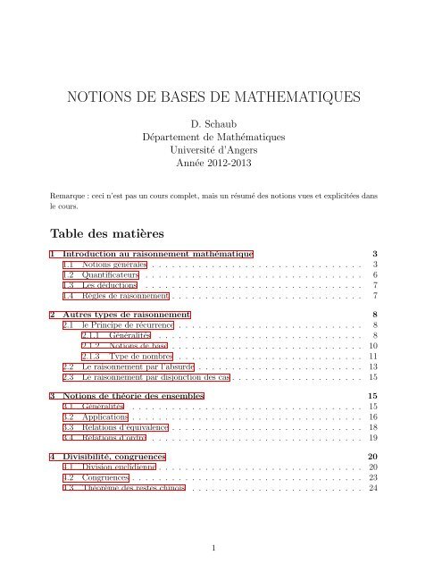 Logique mathématique et arithmétique - Université d'Angers