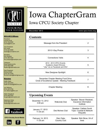 December 2012 ChapterGram - Iowa CPCU Society Chapter