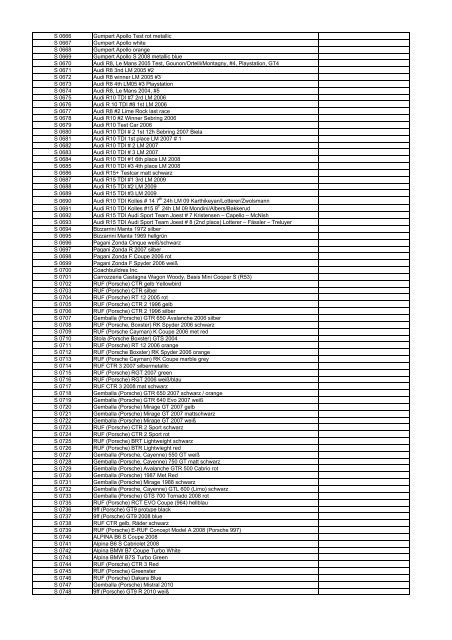 Spark Sammlerliste 2013 02 - Miniauto