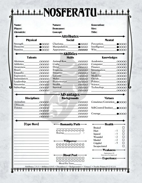 Vampire Revised 4 Page Sheet - MrGone's Character Sheets