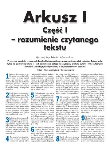 Część I – rozumienie czytanego tekstu Część I ... - Gazeta.pl