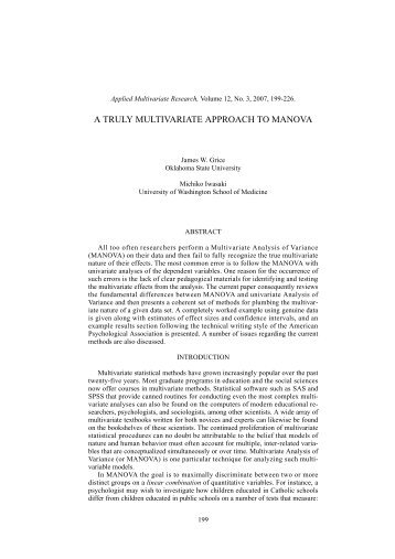 a truly multivariate approach to manova - Department of Psychology ...