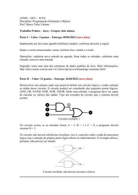 UFMG – DCC – ICEX Disciplina: Programação Orientada a Objetos ...