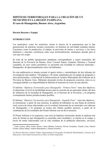 HIPÓTESIS TERRITORIALES PARA LA CREACIÓN DE UN ...