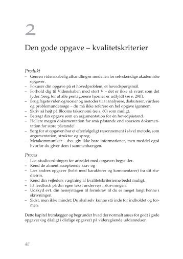 Den gode opgave – kvalitetskriterier