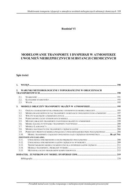 Modelowanie transportu i dyspersji w atmosferze - MANHAZ ...