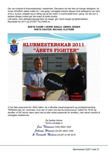 3 - OKT 2011 68 ÅRGANG - Søværnets Idrætsforening