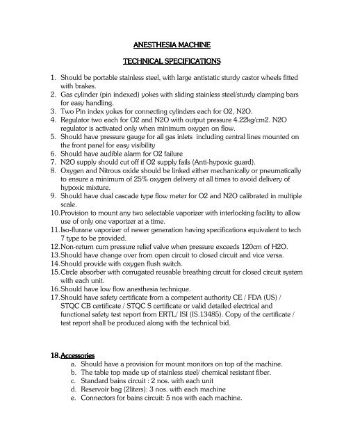 Anaesthesia Workstation Specifications | Edu.svet.gob.gt