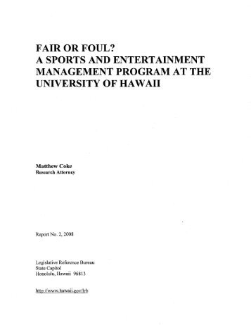 Fair or Foul? - Legislative Reference Bureau