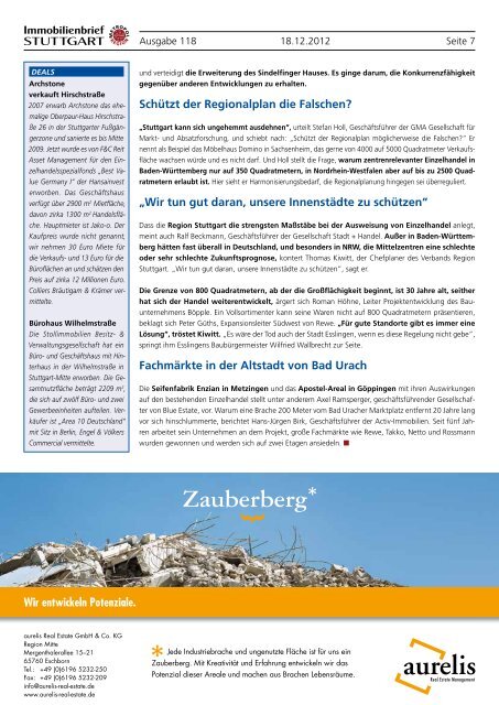 Immobilienbrief STUTTGART - Immobilienverlag Stuttgart