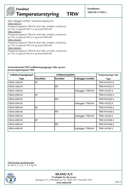 Temperaturstyring TRW - Øland Online