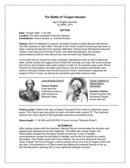 BATTLE OF TEUGNHAUSEN Free NAPOLEONIC Scenarios