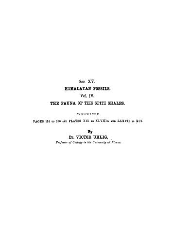 Ser. XV. HIMALAYAN FOSSILS, Vol. IV. THE FAUNA OF THE SPITI ...