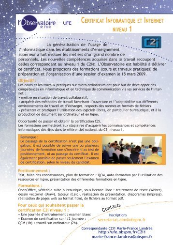 certificat informatique et internet niveau 1 - Formation et ...