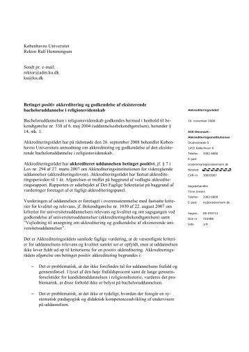 Københavns Universitet Rektor Ralf Hemmingsen Sendt pr. e-mail ...