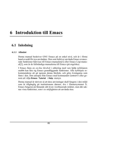 Avsnittet om Emacs (från Gula boken)