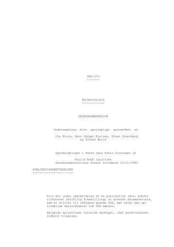 DDA-275 ------- Datamateriale ------------- DATADOKUMENTATION ...