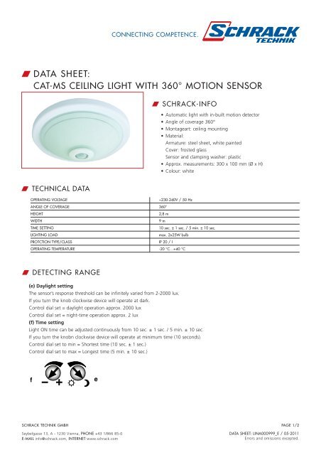 W Data Sheet Cat Ms Ceiling Light With 360 Motion Sensor Schrack - Ceiling Light Motion Sensor Settings W Data Sheet Cat Ms Ceiling Light With 360 Motion Sensor Schrack - Ceiling Light Motion Sensor Settings