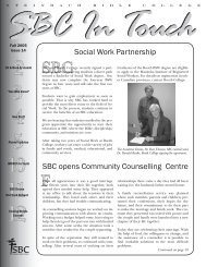 SBC opens Community Counselling Centre Social Work Partnership