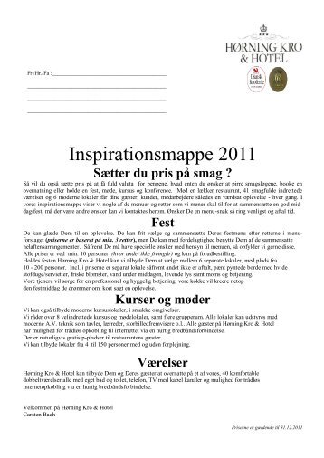 Inspirationsmappe 2011 - Hørning Kro & Hotel