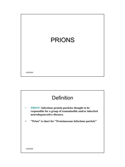 Handout 9 - Prions