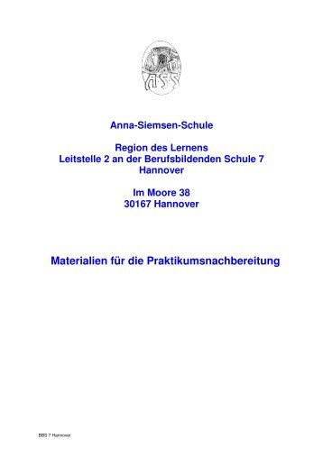 Materialien für die Praktikumsnachbereitung - Anna-Siemsen-Schule