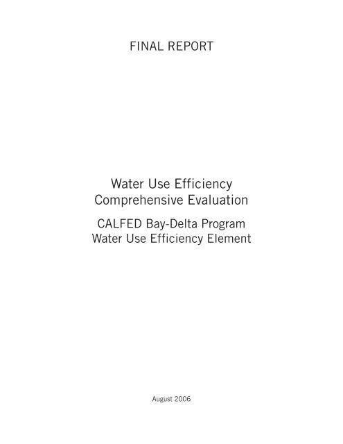 Water Use Efficiency Comprehensive Evaluation - CALFED Bay ...