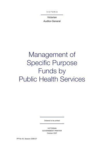 Management of Specific Purpose Funds by Public Health Services