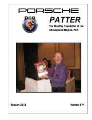 January 2011 - Porsche Club Chesapeake Region PCA