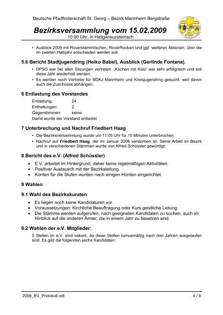 Bezirksversammlung vom 15.02.2009 - ScoutNet eV