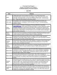 Childhood Obesity Prevention Report Timeline