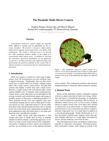 The Parabolic Multi-Mirror Camera - Computer Graphics Lab - TU ...