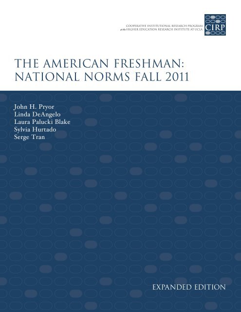 the american freshman: national norms fall 2011 - Higher Education ...