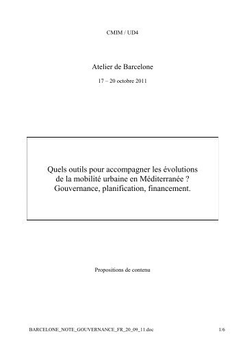 Quels outils pour accompagner les évolutions de la mobilité ... - CMI