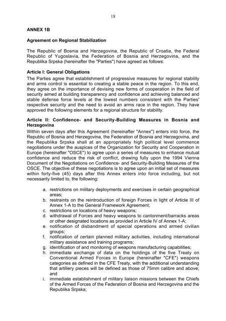 The General Framework Agreement for Peace in Bosnia and ...