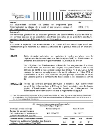 Bureau de programme pour l'informatisation du réseau de la santé ...