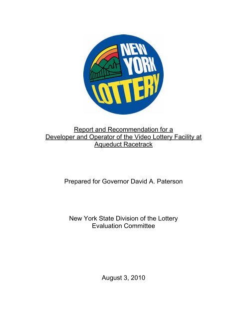 Aqueduct Report and Recommendation - New York Lottery - New ...