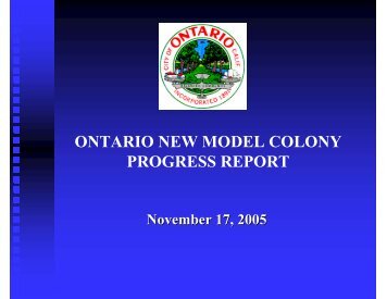 ONTARIO'S NEW MODEL COLONY - Center for Sustainable ...