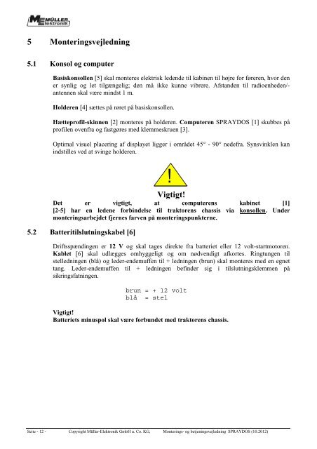 Monterings- og betjeningsvejledning - Müller Elektronik