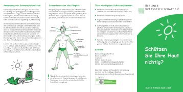 Hautschutz-Flyer - Berliner Krebsgesellschaft