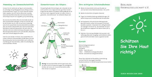 Hautschutz-Flyer - Berliner Krebsgesellschaft