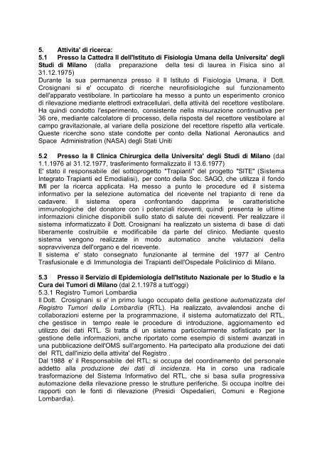 Curriculum Vitae del Dott. Paolo Crosignani 1. Dati personali ? Nato ...