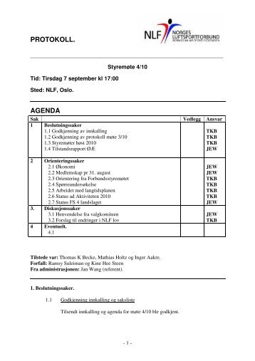Protokoll fra styremøte # 4 2010