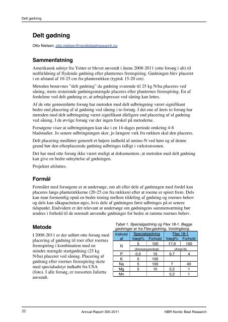 Faglig beretning Verksamhetsberättelse 2011 - NBR Nordic Beet ...