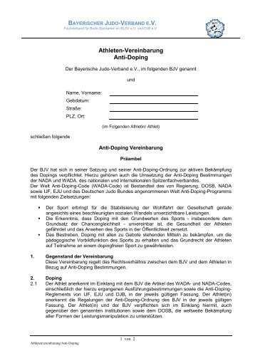 Athleten-Vereinbarung Anti-Doping - Judo Eltmann