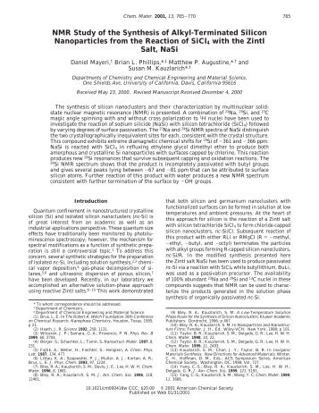 NMR Study of the Synthesis of Alkyl-Terminated Silicon ... - UC Davis