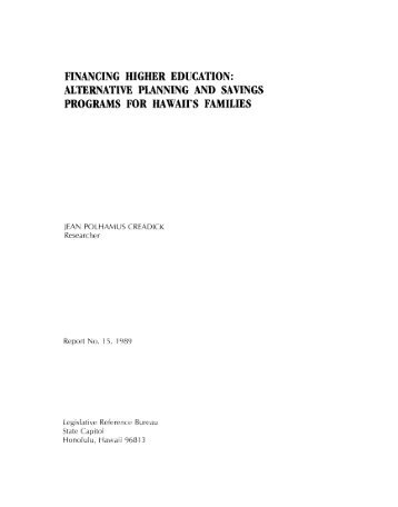 financing higher education - Legislative Reference Bureau