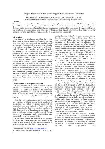 Analysis of the Kinetic Data Described Oxygen-Hydrogen Mixtures ...