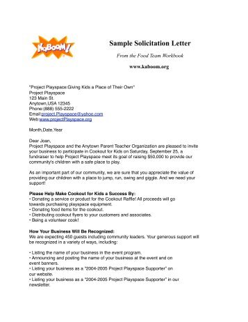 Sample Solicitation Letter Sample - KaBOOM!